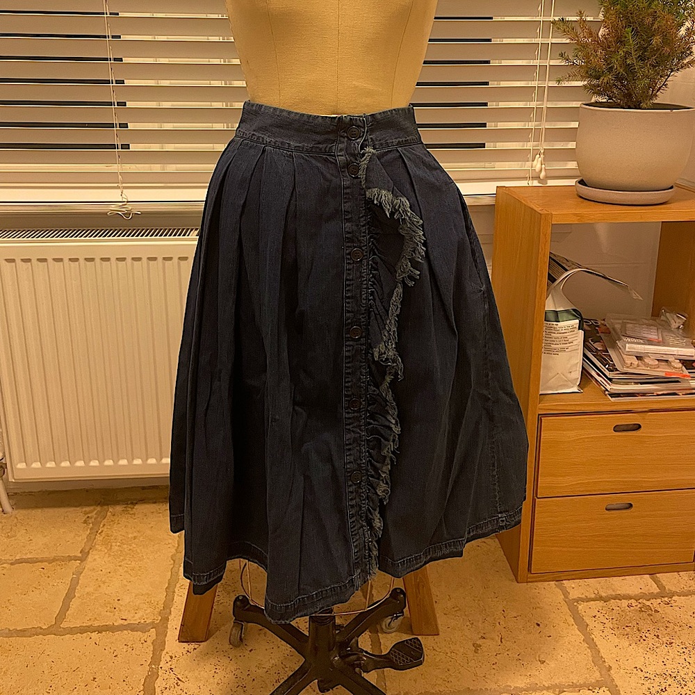 Mid calf denim skirt
